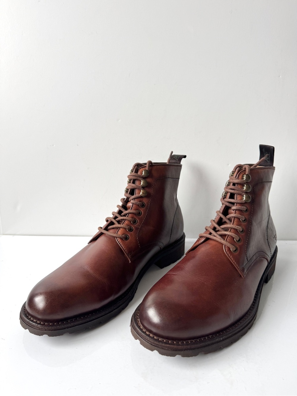 Rodd & Gunn Franz Military Brown Burnished Leather Lace-Up Boots Size 42/9 US